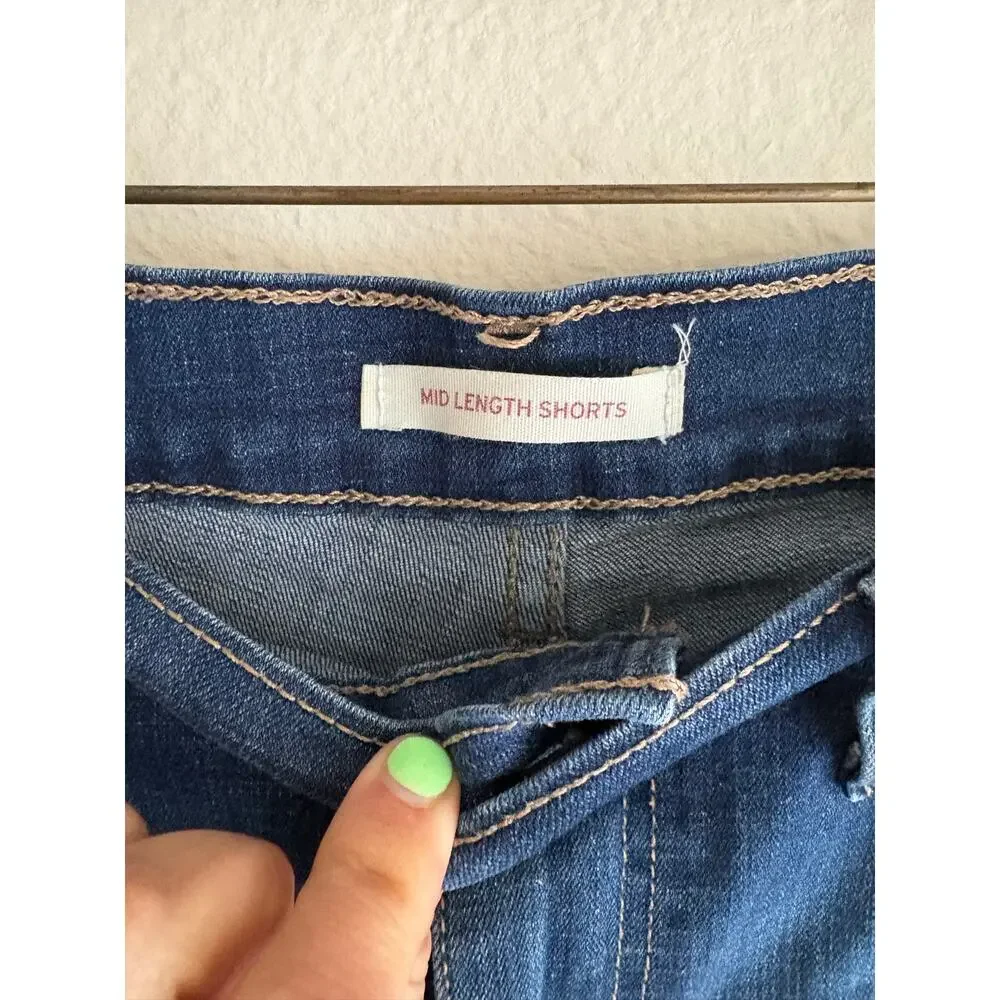 Levi's Mid Length denim jean Shorts Dark Wash western casual summer boho beach